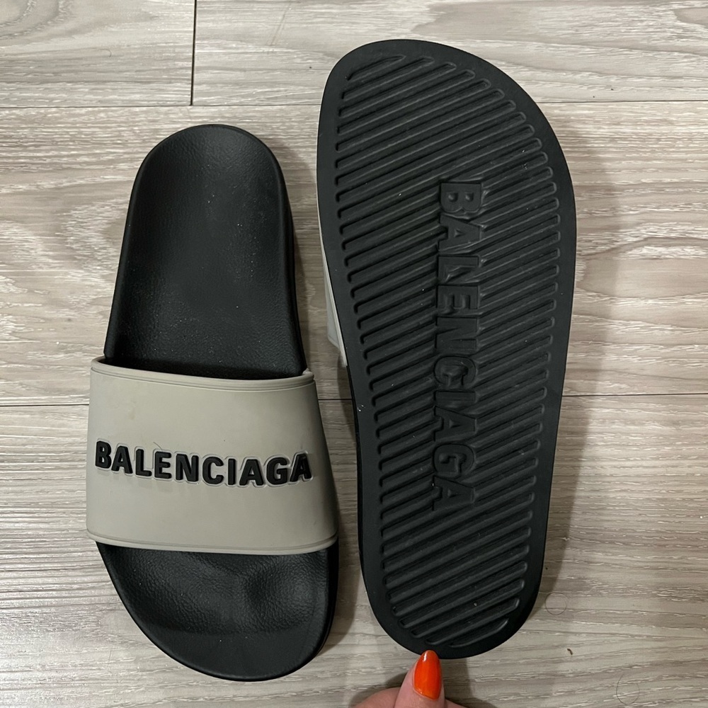 Grey Balenciaga slides